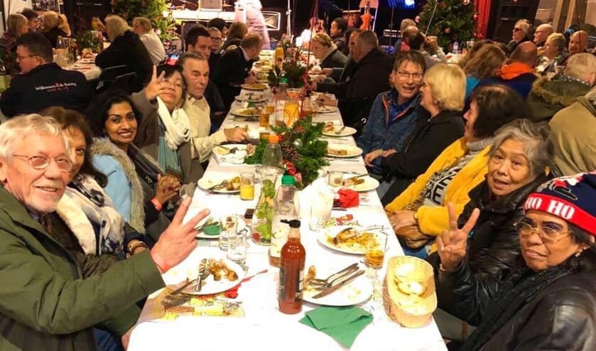 Genieten aan het kerstdiner.