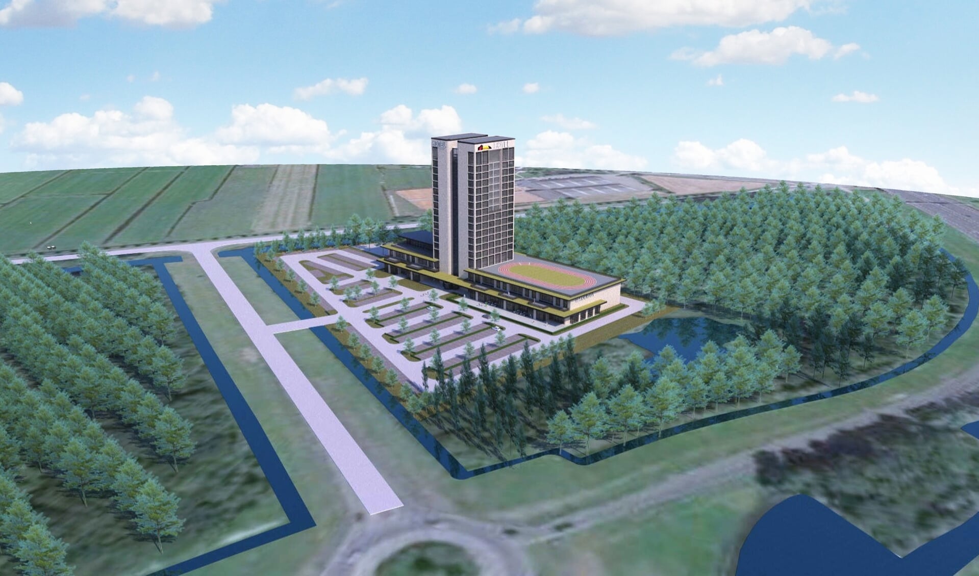 Het voorgestelde hotel telt 12 verdiepingen en zal omgeven worden door een oase aan groen en natuur.