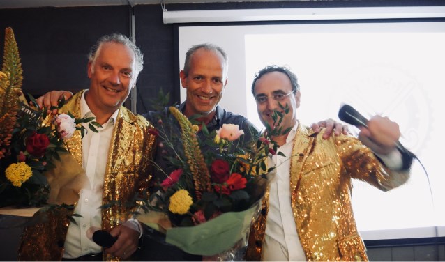 Ben-Kees Eeltink (veilingmeester), Michiel van Zeggeren (voorzitter) en Simon Kornblum (veilingmeester).