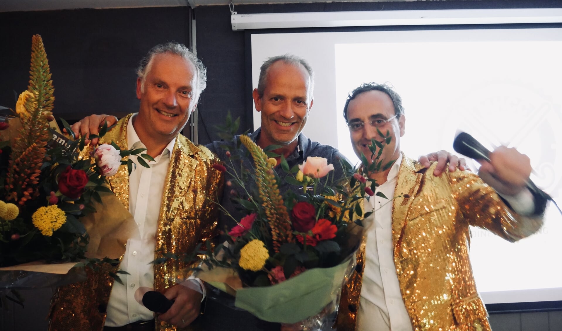 Ben-Kees Eeltink (veilingmeester), Michiel van Zeggeren (voorzitter) en Simon Kornblum (veilingmeester).