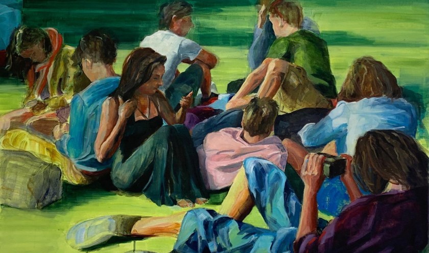 Chris Vandegehuchte, 'United' in het Vondelpark, 2019, acryl en olie op doek.