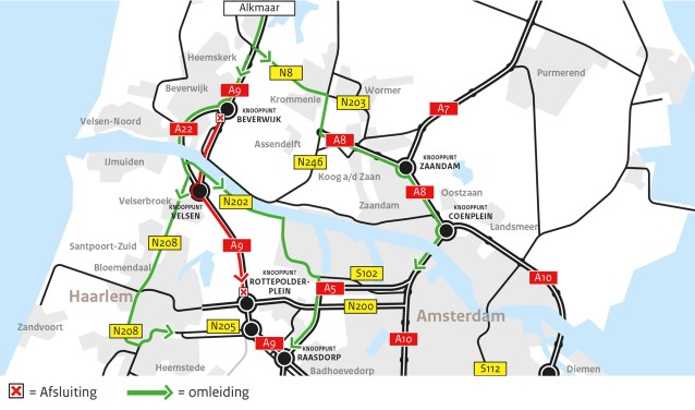 Het omleidingskaartje A9.