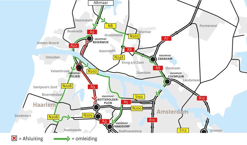 Het omleidingskaartje A9.