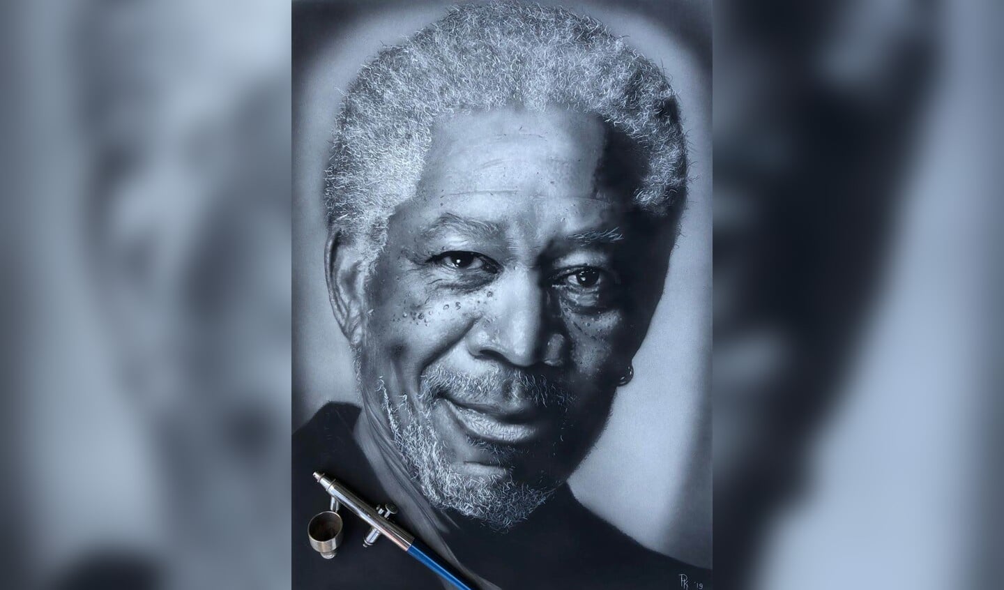 Een portret van acteur Morgan Freeman. 