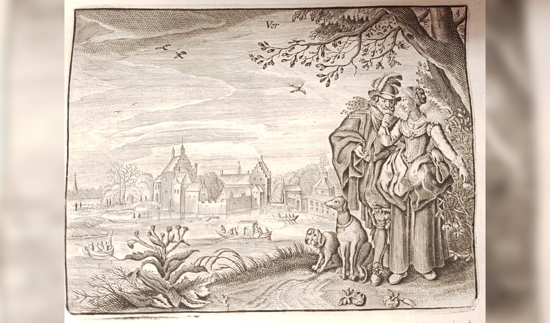 Een jong paar uit het werk van Jacob Cats' 'Werelts begin, midden, eynde, beslooten in den trou-ring, met den proef-steen van den selven' uit 1637.