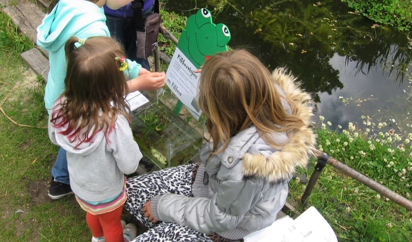 Kinderen volgen het pad.