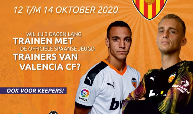 De flyer van de Valencia Voetbalkamp.