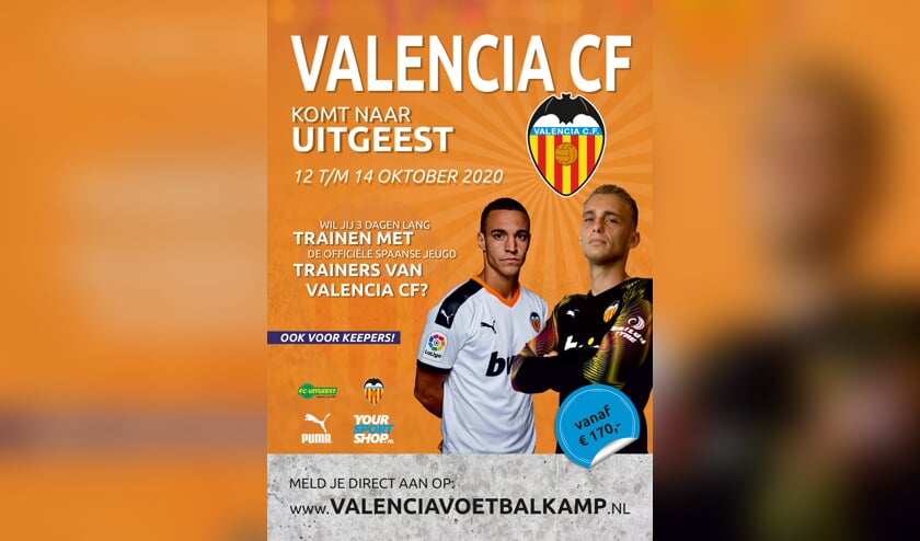 De flyer van de Valencia Voetbalkamp.