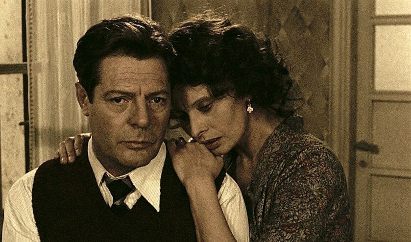Marcello Mastroianni met actrice Sophia Loren.