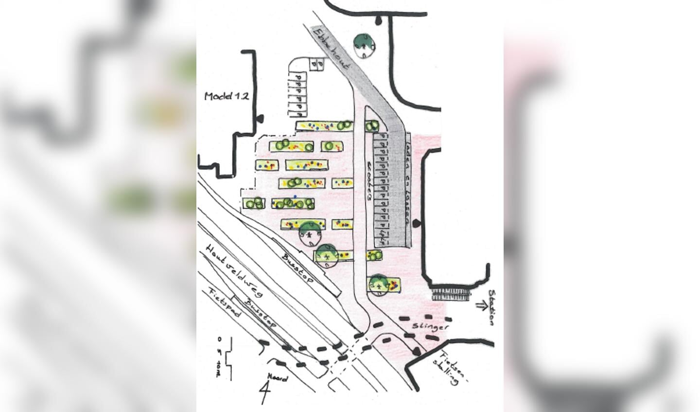 De ontwerpen waarop gestemd kan worden: plan A (links) Parkstroken en plan B (rechts) Parkheuvels. 