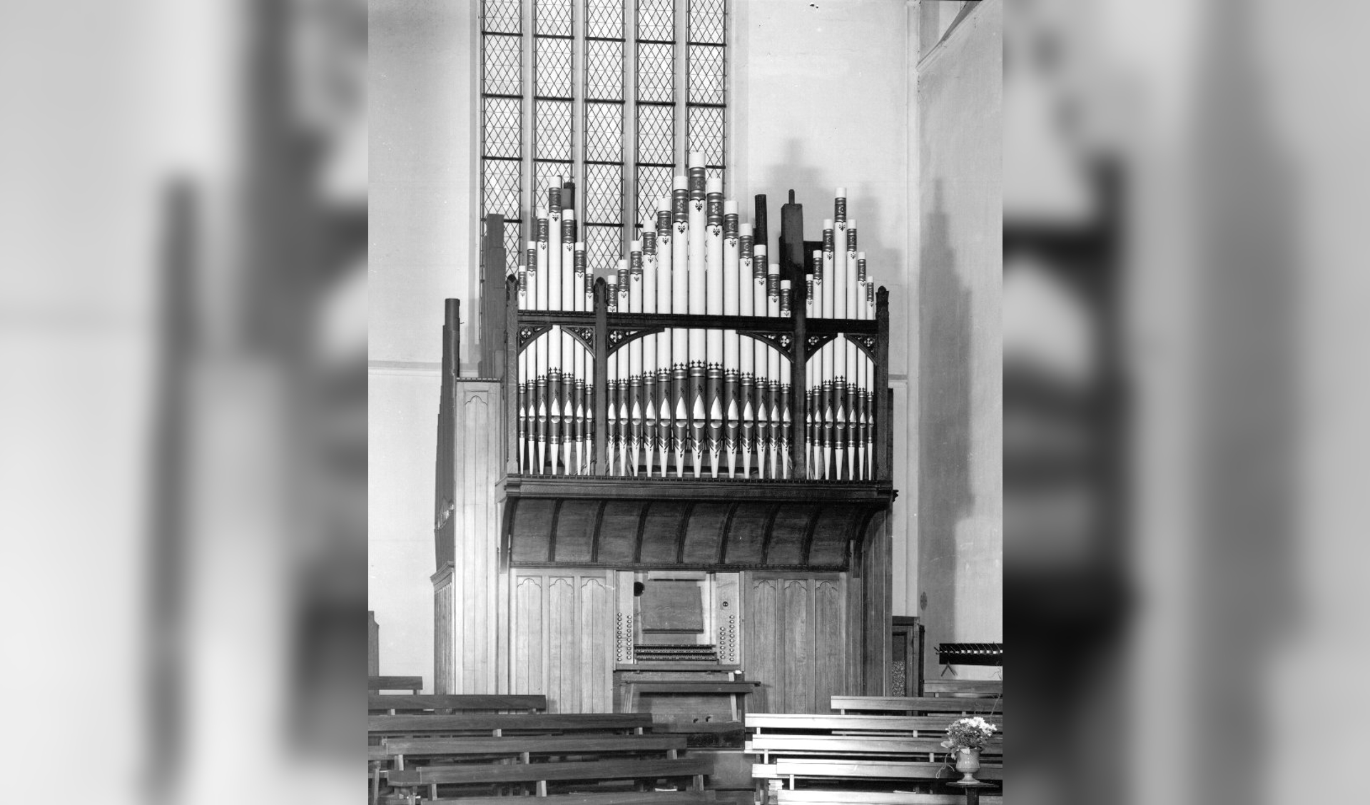 Het Nicholson orgel waarop gespeeld gaat worden.
