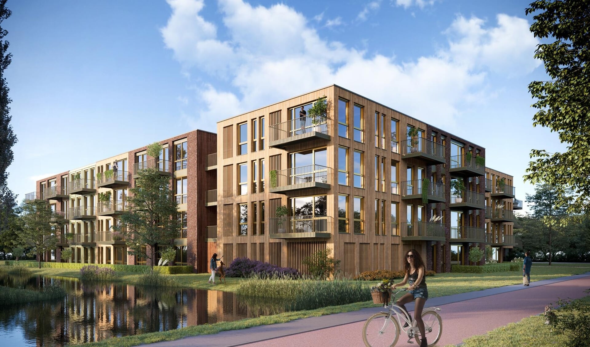 De massief houten appartementen van project M’DAM. 