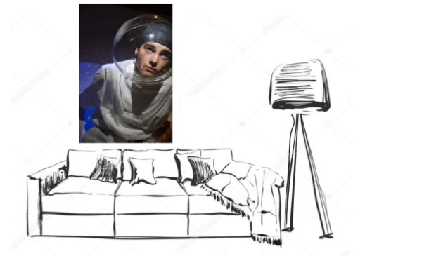<p>Kunst aan de muur: portret in fashionstijl. </p>