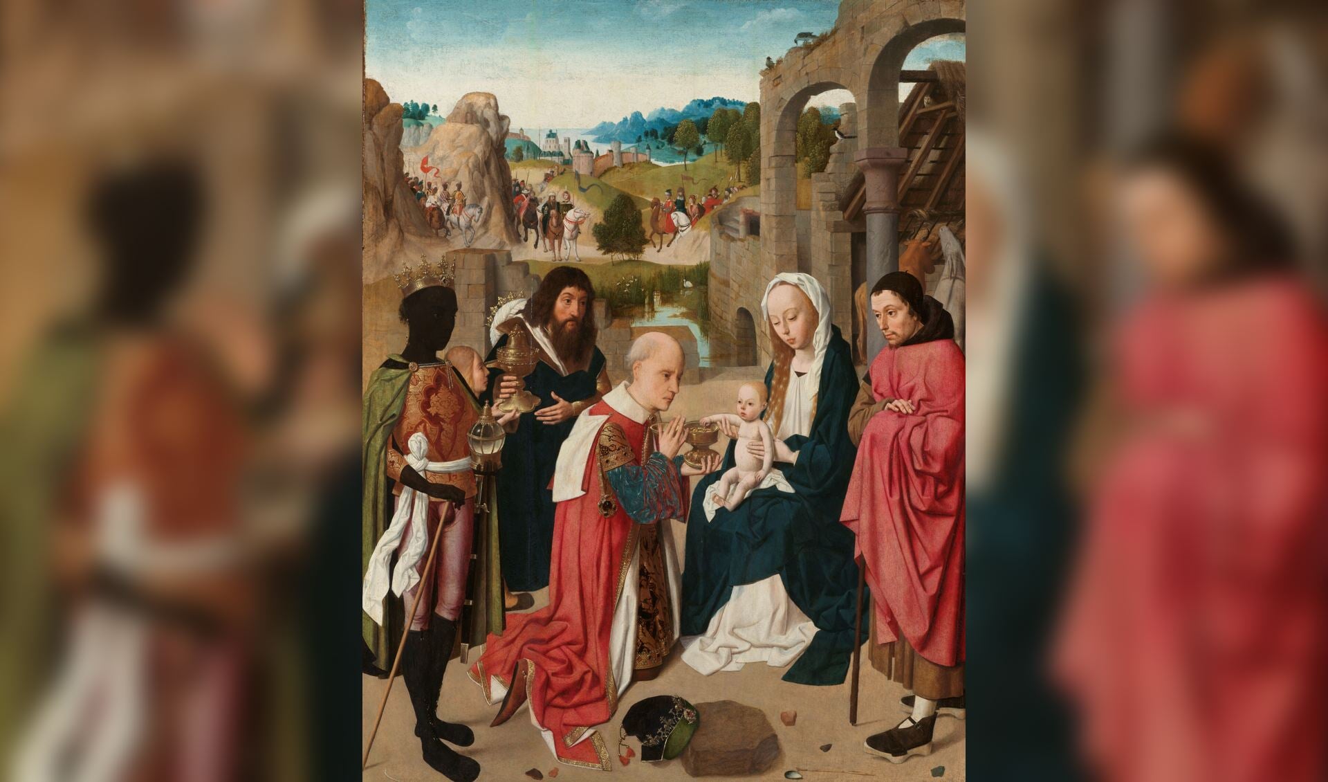 'De aanbidding van de koningen' (1480-1485) van Geertgen tot Sint Jans (Rijksmuseum).