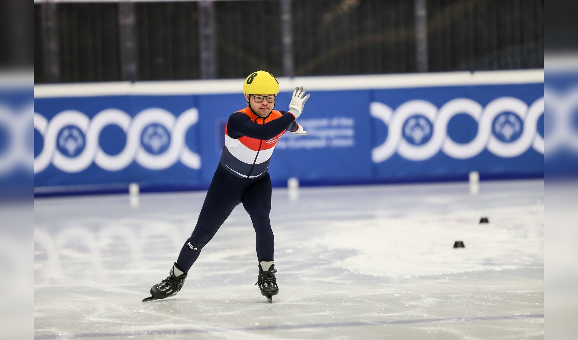 Richard Spierings in actie tijdens de Special Olympics Invitational Games in Zweden. 