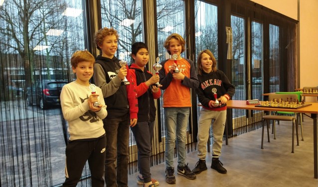 Spanning en rode konen bij de schakers.