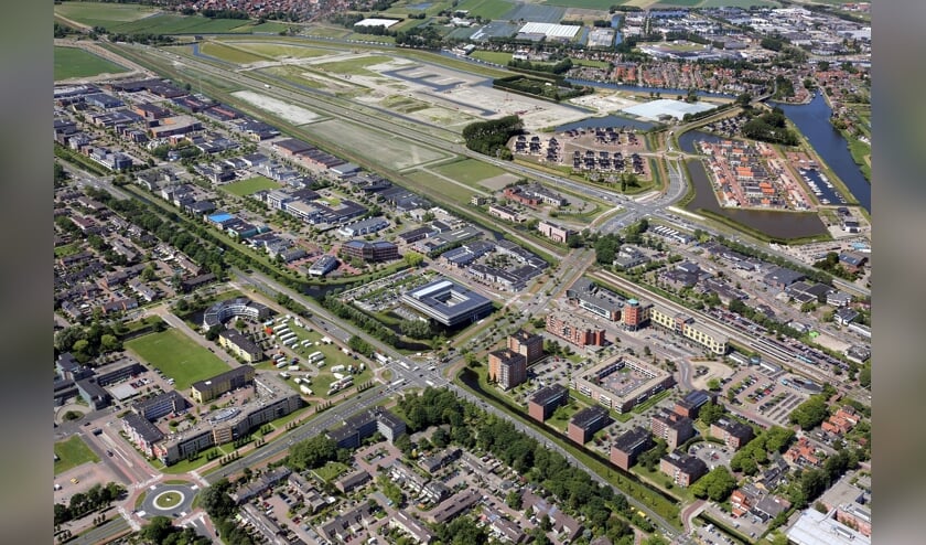 Het stationsgebied gezien vanaf de lucht.