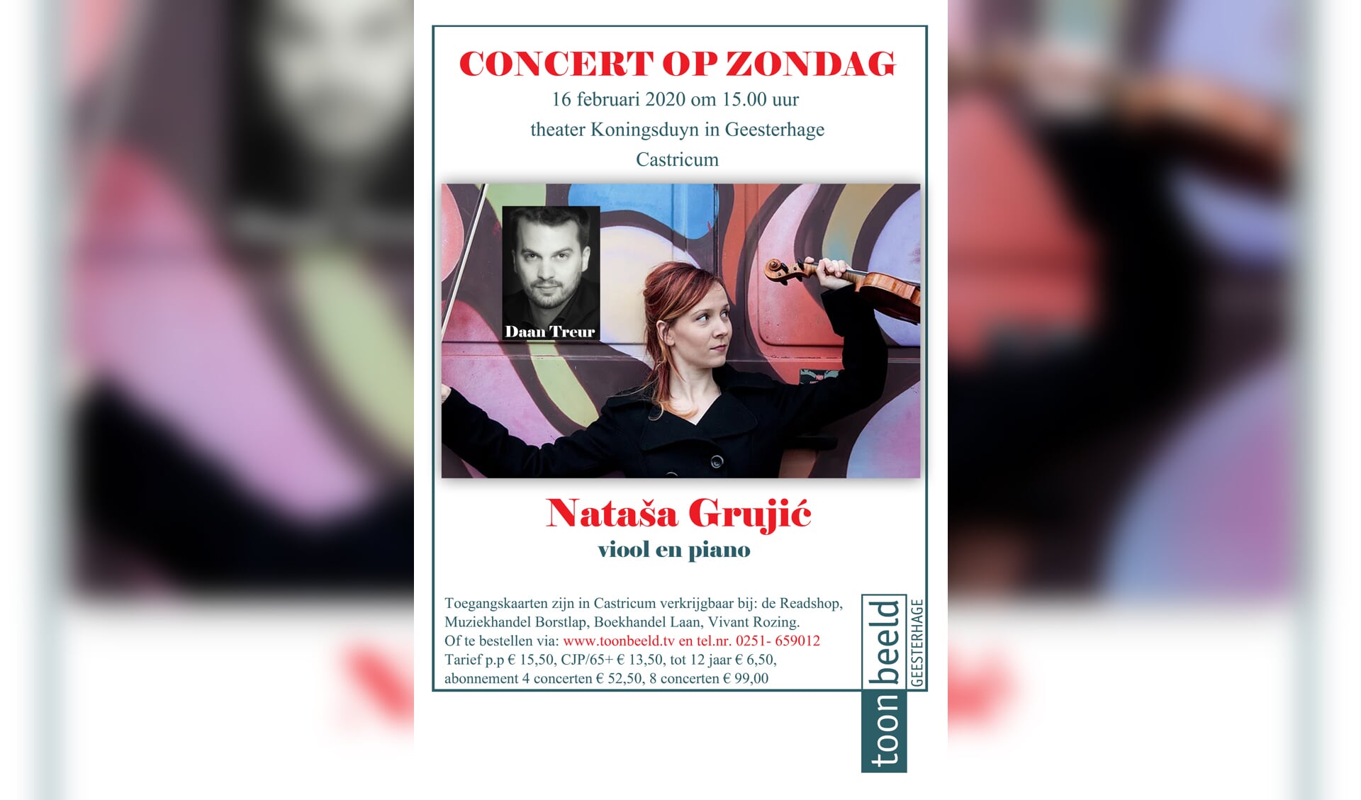 De poster van het concert in Koningsduyn.