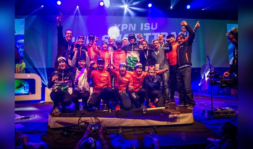 Jubel bij de Oranje-selectie tijdens het zinderende WK van 2017 in Ahoy. (Foto's KPN)