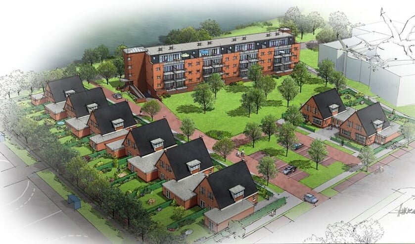 Op het Mavo-veld komen zestien twee-onder-een-kapwoningen en een appartementengebouw.
