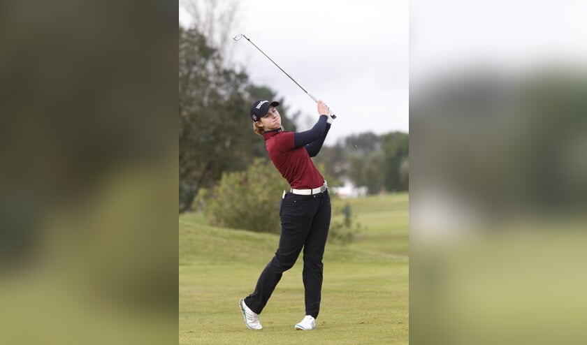 Mayka Hoogeboom in actie op Montado Golf in Portugal. ,,De sfeer in het team is meteen weer als vanouds.''