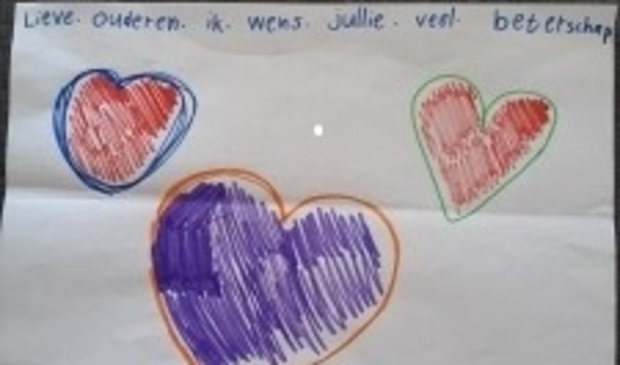 Een van de tekeningen die kinderen hebben gemaakt,