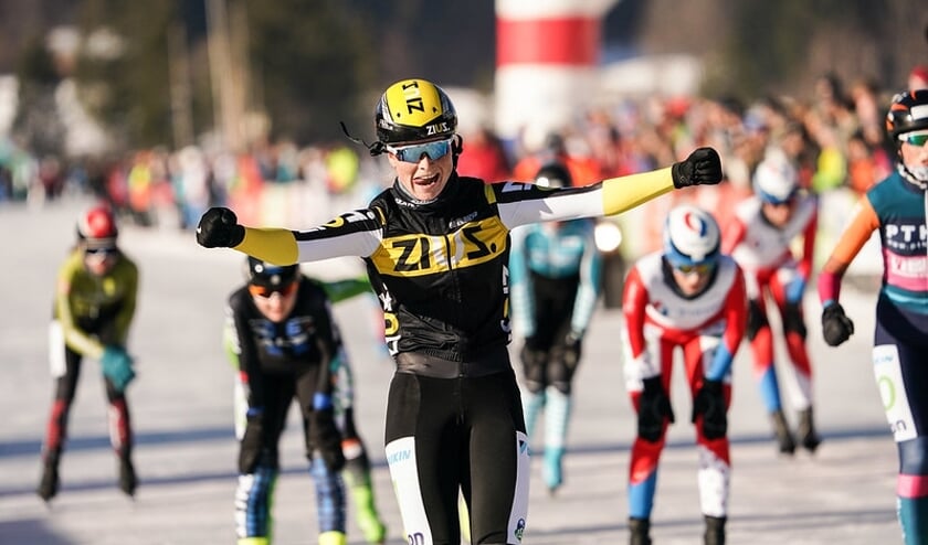 Marijke Groenewoud wint op de Weissensee. Drie maanden later heeft ze haar zege weer terug. (Foto Timsimaging)