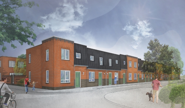 Artist impression van de nieuwbouwwoningen in de Belgischestraat en Kramerstraat.