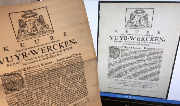Een verordening over vuurwerk (1695), met de scan.