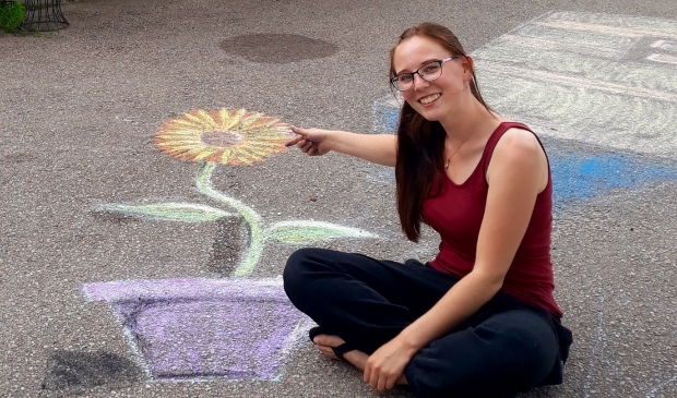 Vijf deelnemers waagden zich aan een workshop 3D straattekenen.