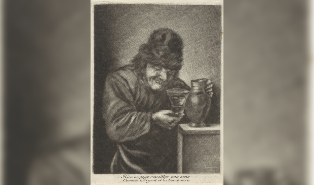 Man met een kan en een glas, David Teniers II - kunstschilder (mogelijk), 1650 – 1690.