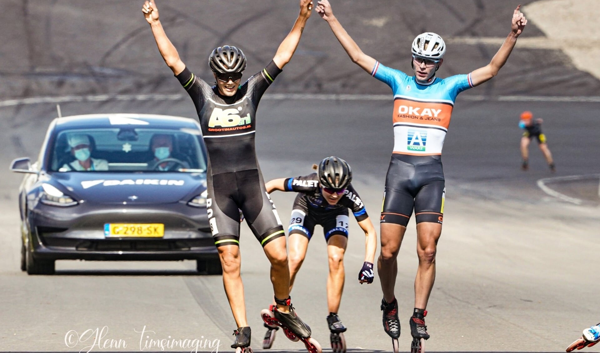 Manon en Jordy winnen het NK Inline op het circuit van Zandvoort