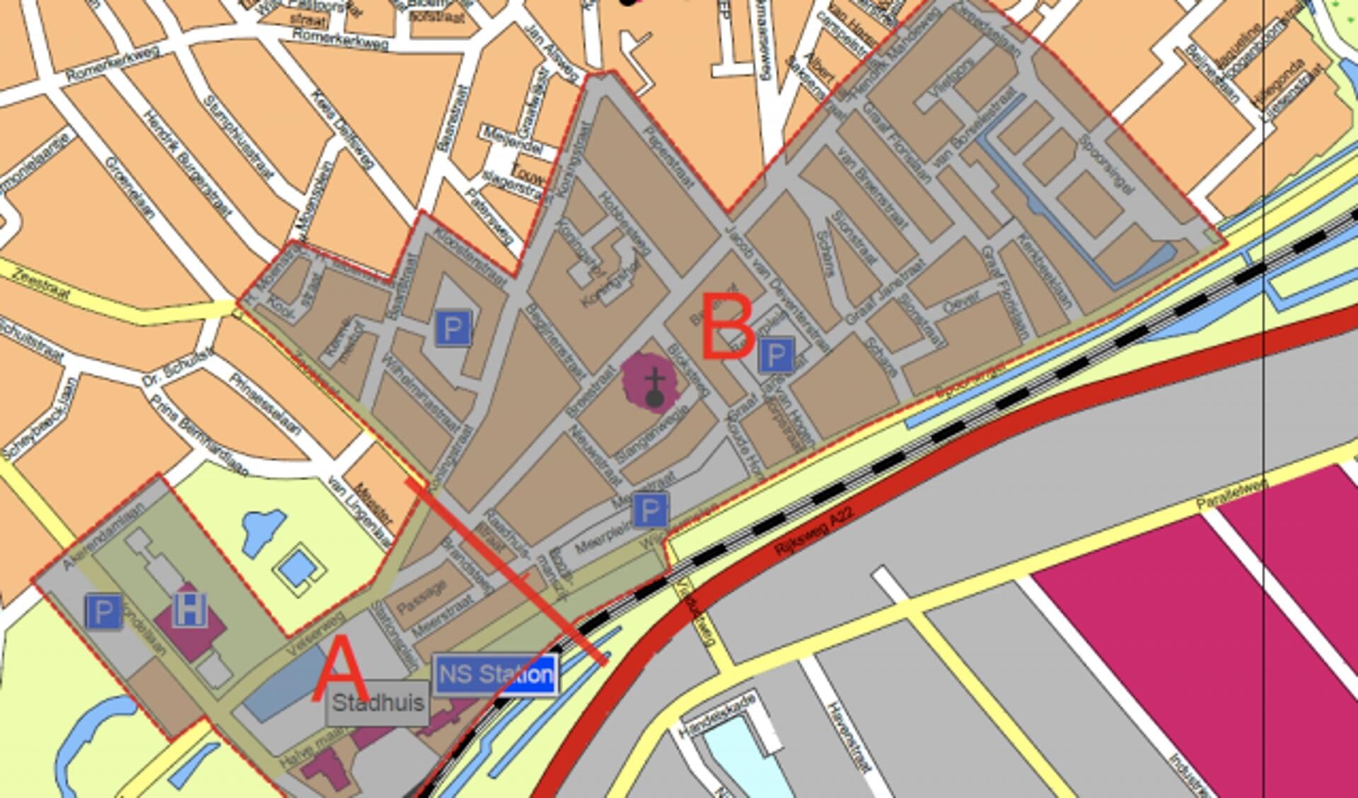 Centrum - Noord: Velserweg, Koningstraat - West: Vondellaan, Halve Maan - Zuid: Wijckermolen, Spoorsingel - Oost: Peperstraat, Breestraat, Schans.