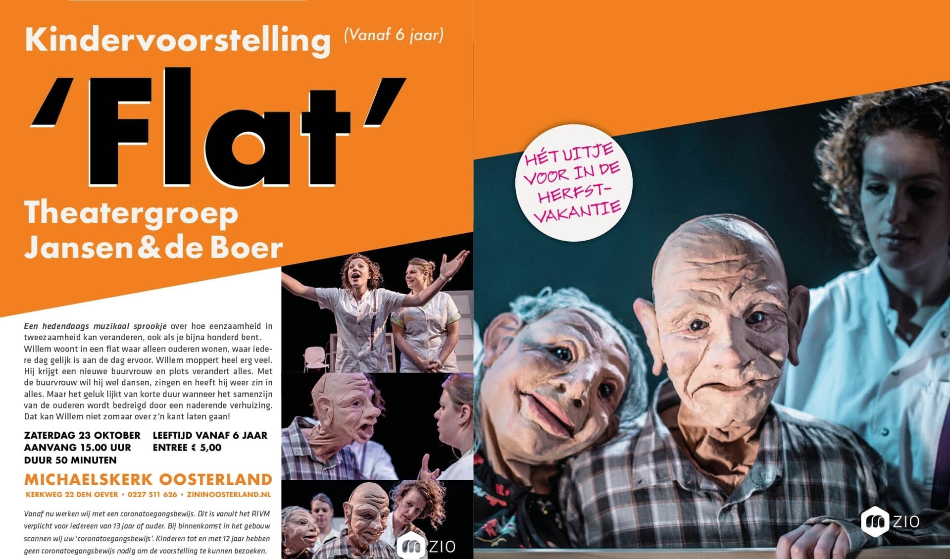 De voorstelling ‘FLAT’ op zaterdag 16 oktober wordt verzorgd door theatergroep Jansen & de Boer.