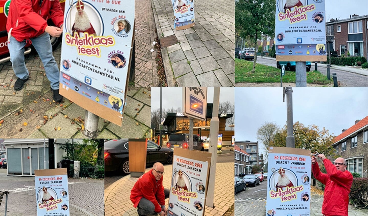 Niemand kan om de Sinterklaasfeest-posters heen die in Zaandam zijn geplaatst. 