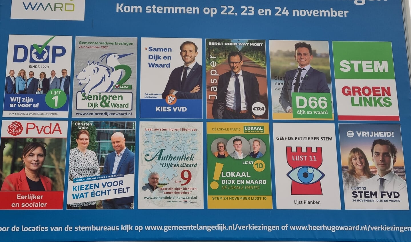 Dit zijn de 12 deelnemende partijen voor Dijk en Waard.