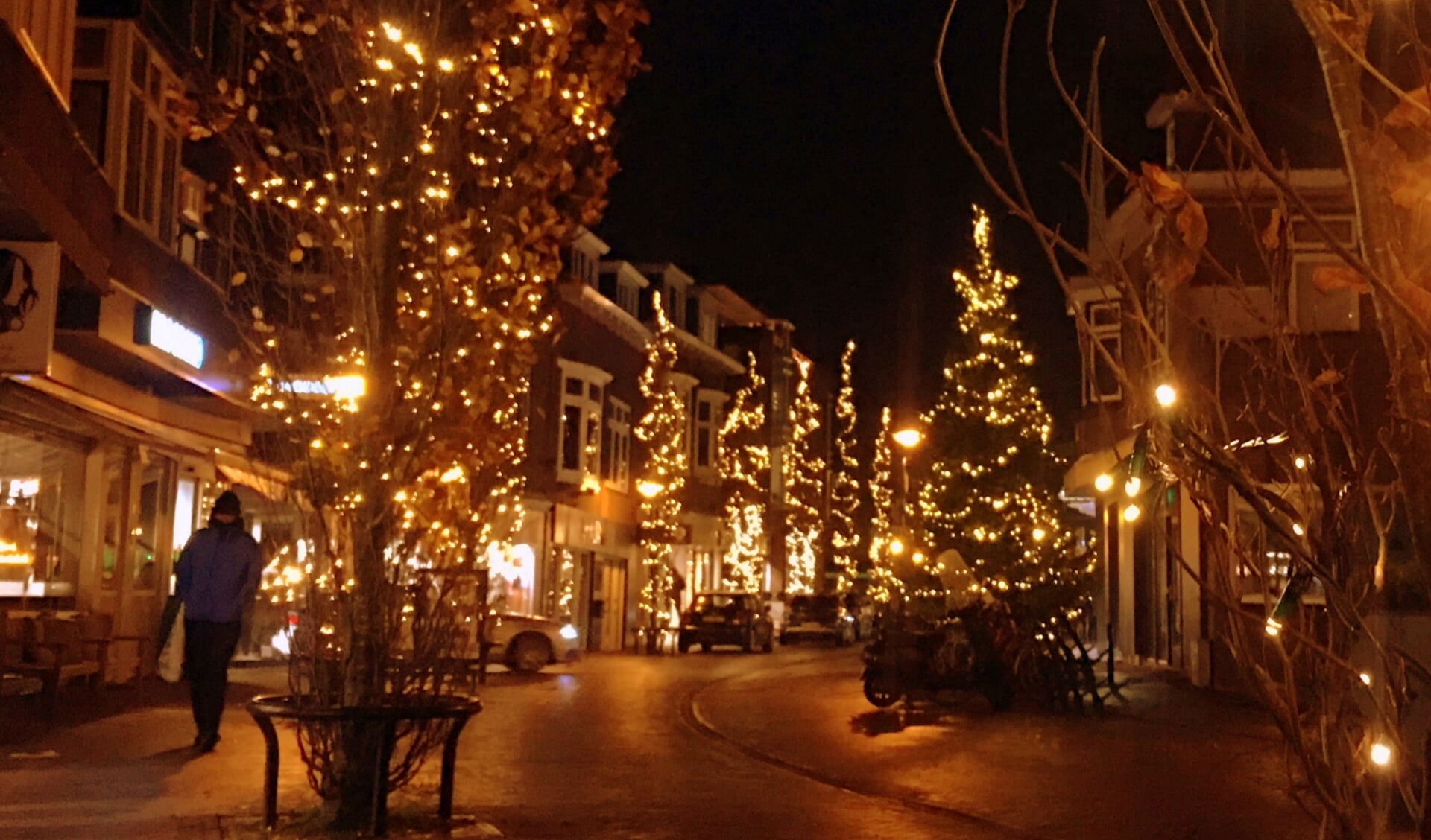 Lichtslingers zorgen voor een betoverende sfeer, zoals hier in de Burgemeester Colijnstraat.