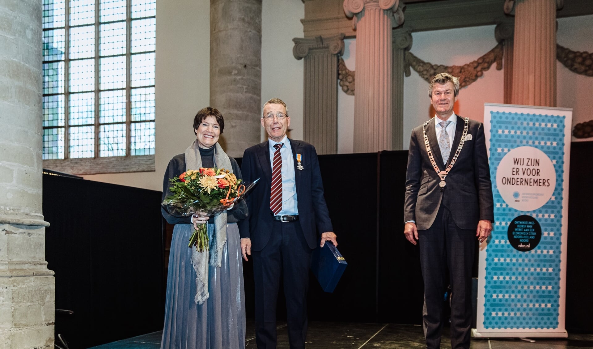 Thijs Pennink (midden) neemt afscheid als directeur van Ontwikkelingsbedrijf Noord-Holland Noord.