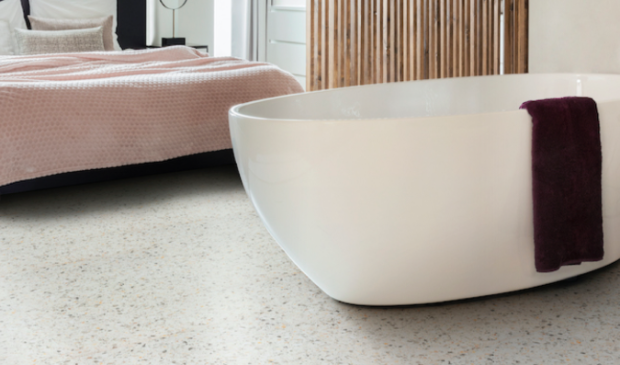 <p>Trendy vloer voor slaapkamer en badkamer.</p>
