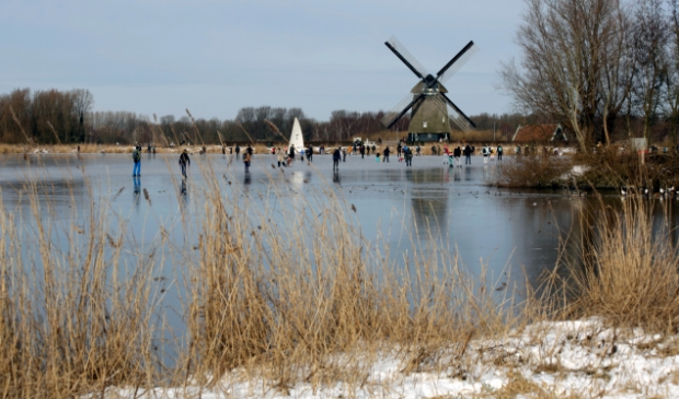 Massaal op het ijs.
