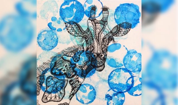 <p>Zentangle schilderij van Mieke Rozing.</p>