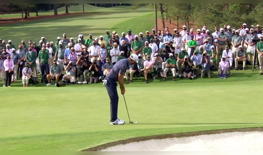 Dustin Johnson maakt in het najaar de winnende putt voor een handjevol leden van Augusta.