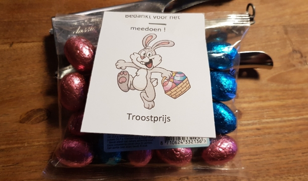 Voor alle deelnemers was er een troostprijs: een zak verrukkelijke paaseitjes.