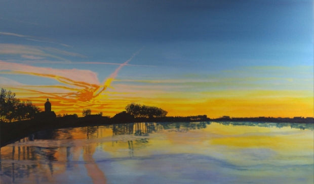 <p>Zonsopkomst Westerdijk/Visserseiland Hoorn. Met dit schilderij won Wendy de publieksprijs!</p>