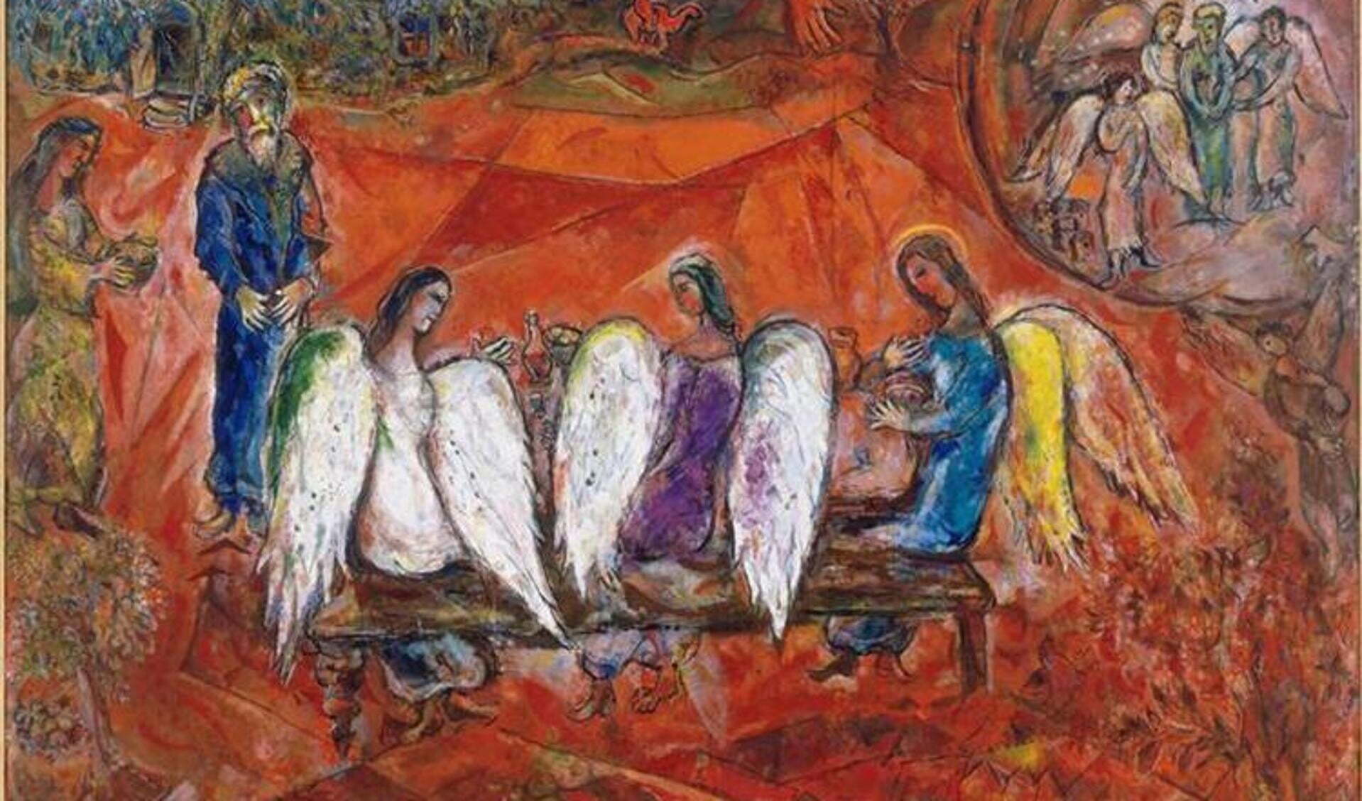 Marc Chagall, Abraham en de drie engelen (Musée Chagall, Nice).