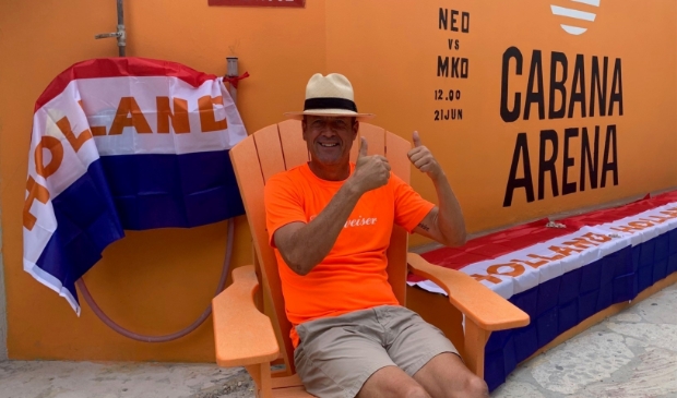 <p>Mattijs Kuijpers in de Cabana Arena. "Ook bij ons is het bij elk EK of WK traditioneel een gekkenhuis." </p>