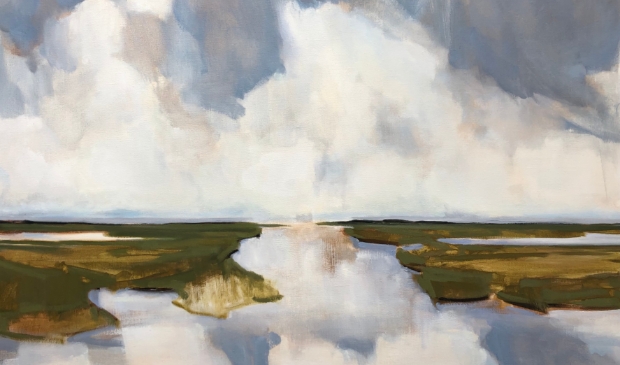 Landschap in olieverf.