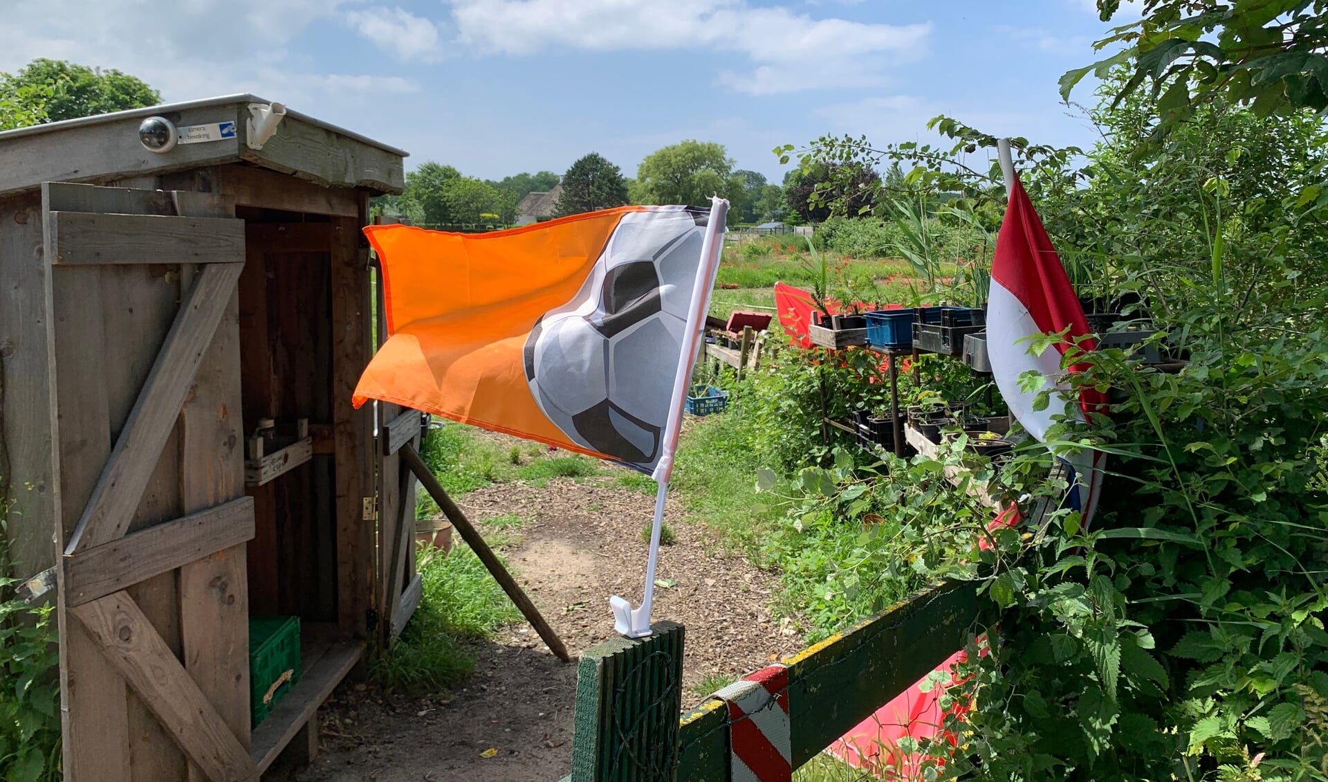 Oranje vlag wappert ook bij kinderboerderij 't Dierenduintje.