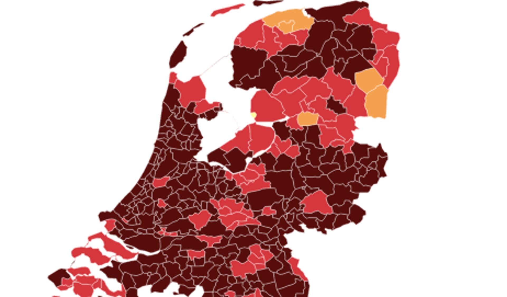 In bijna heel Nederland is de situatie nu 'ernstig' tot 'zeer ernstig'.