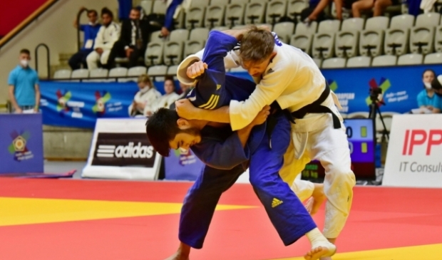 <p>Dylan van der Kolk in de European Cup in Praag.</p>